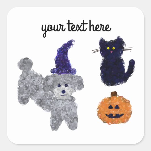 Stickers Halloween Gris Poodle #2-3 (Devant)