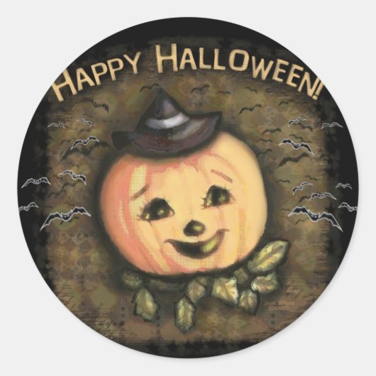 Stickers Halloween Jack-o'-lantern Vintage (Devant)