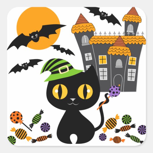 Stickers Halloween Kitty noir (Devant)