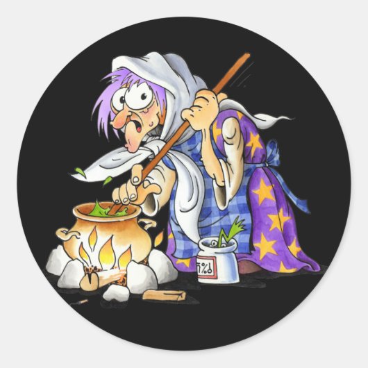 Stickers Halloween Noir Avec Sorcière Violette (Devant)