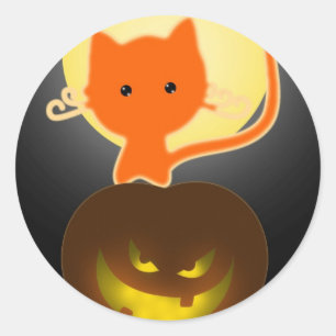 Stickers Halloween Orange Kitty