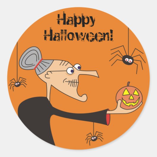 Stickers Halloween sorcière drôle, Orange (Devant)