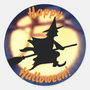 Stickers Halloween sorcière sur la lune