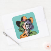 Stickers Halloween squelette cowgirl (Enveloppe)