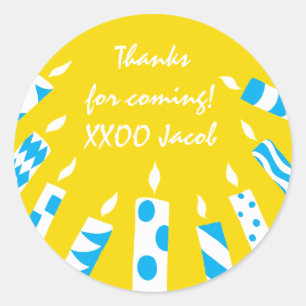 Stickers Hanoukka (1 1/2" ou 3") Bougies jaune/ble