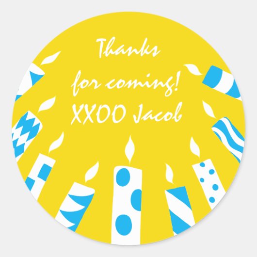 Stickers Hanoukka (1 1/2" ou 3") Bougies jaune/ble (Devant)