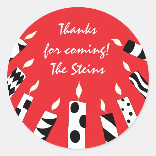 Stickers Hanoukka (1 1/2" ou 3") Bougies rouges/ba (Devant)