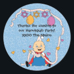 Stickers Hanoukka (1 1/2" ou 3") personnalisés<br><div class="desc">Personnalisez en changeant la taille, le style, la couleur et le libellé de la police. Autant d'utilisations : autocollants cadeau, autocollants Merci sur les sacs à gâteaux, toppers de gâteaux (bâton sur le carton lourd, autocollant découpé, cure-dents à ruban sur le dos du carton), ou que diriez-vous des étiquettes cadeaux...</div>