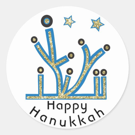 Stickers Hanoukka "Blue Bling Menorah" (Devant)