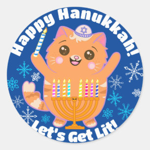 Stickers Hanoukka Cute Cat Menorah