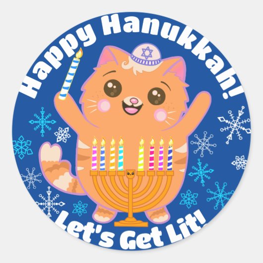 Stickers Hanoukka Cute Cat Menorah (Devant)