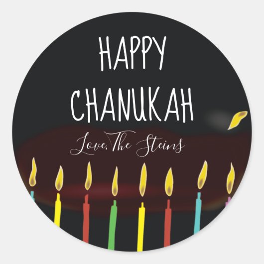 Stickers "Happy Chanukah" Menorah bougies (Devant)
