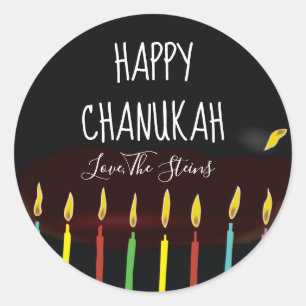 Stickers "Happy Chanukah" Menorah Kaarsen