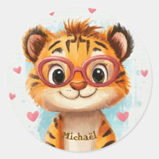 Stickers Happy Tiger Valentine's Day Kids School