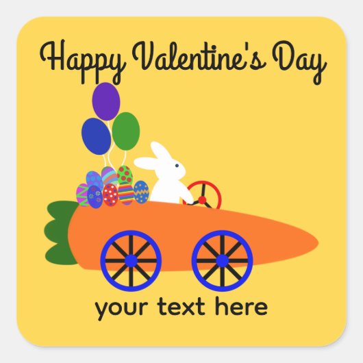 Stickers Heureuse Sainte-Valentin Bunny Carrot Car (Devant)
