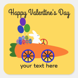 Stickers Heureuse Sainte-Valentin Bunny Carrot Car