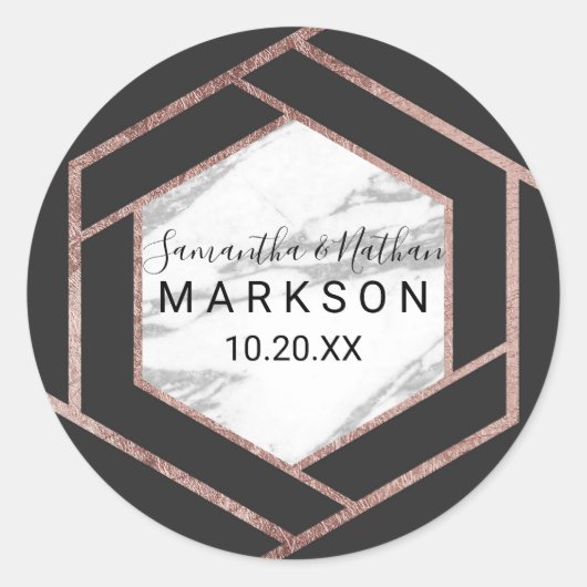 Stickers Hexagon Rose en marbre moderne (Devant)