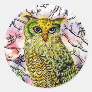 Stickers hibou jaune