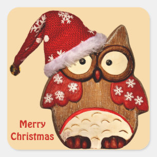 stickers hibou père Noël