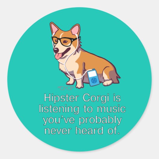Stickers Hipster Corgi (Devant)