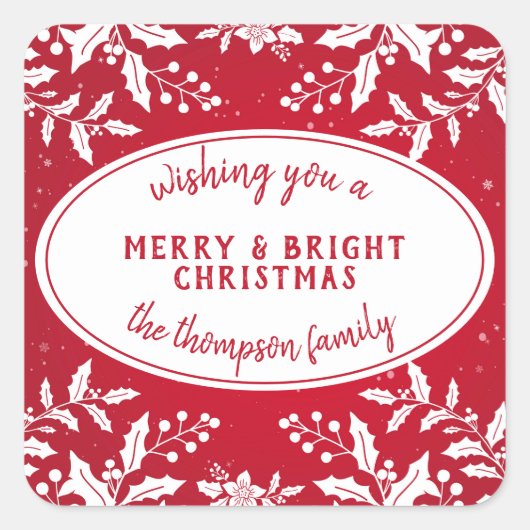 Stickers Holly de Noël avec nom de famille (Devant)
