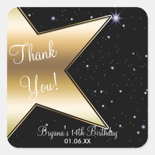 Stickers Hollywood Star Gold Black Anniversaire (Devant)