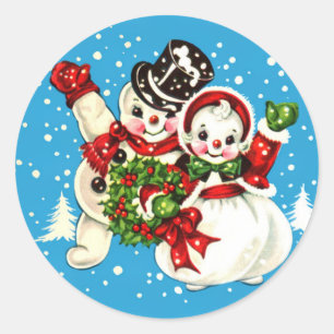 Stickers Homme et Femme de neige Vintage des année