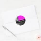 Stickers Hot Pink et Black Mariage damassé (Enveloppe)