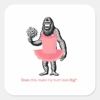Stickers, humoristisch, grillig, bigfoot, vierkante sticker