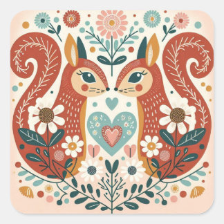 Stickers illusies folk art patroon "eekhoorn"