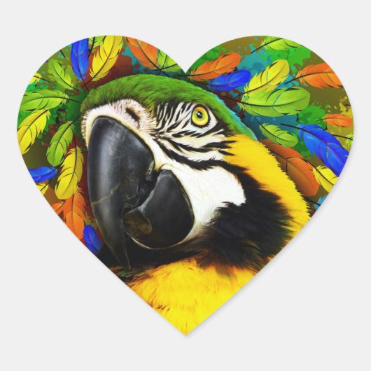 Stickers Imaginaire de coeur Gold et Blue Macaw (Devant)