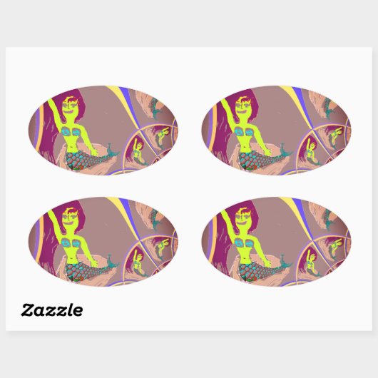 Stickers Imaginaire de sirène fractale (Feuille)