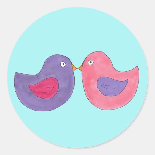 Stickers Inséparables Lovebirds rose/violet (Devant)