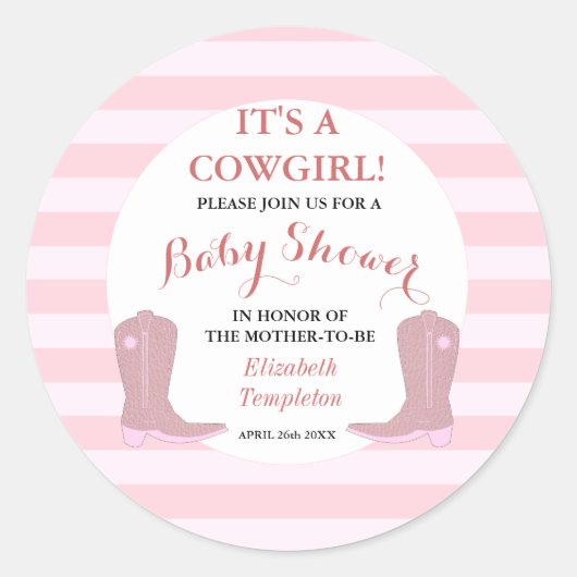 Stickers Invitation baby shower C'est une fille (Devant)