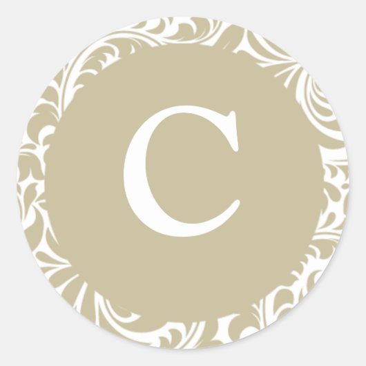 Stickers Invitation Monogramme C Gris Argent Et Bl (Devant)