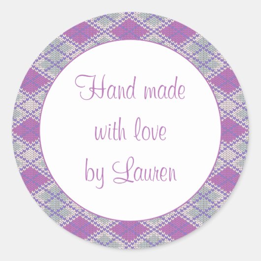 Stickers "JACQUARD" 3" ronds LILAC (Devant)