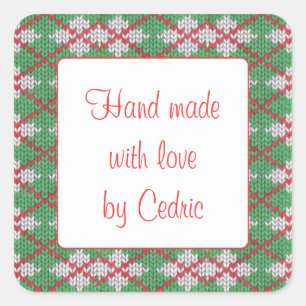 Stickers JACQUARD XMAS KNIT 1.5" Carré "Made Min"