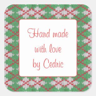 Stickers JACQUARD XMAS KNIT 3" Carré "Mains Fabriq