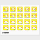 Stickers Jaune carré Turtle Love (Feuille)