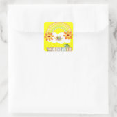 Stickers Jaune carré Turtle Love (Sac)