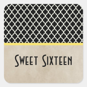 Stickers Jaune Chic Quatrefoil Sweet 16