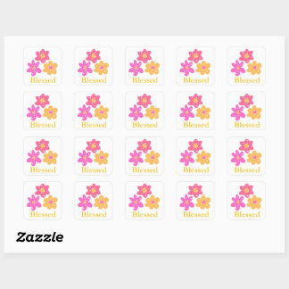 Stickers Jaune-Fleur Bienheureux Rose