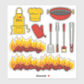 Stickers Jeu d'icônes BBQ (Feuille)