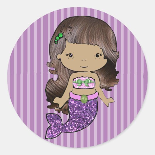 Stickers Joli sirène vert et violet (Devant)