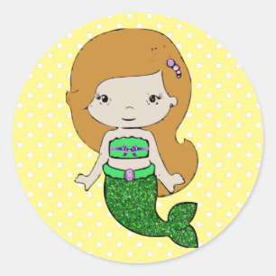 Stickers Jolie sirène verte et jaune