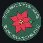 Stickers Jolly Christmas Red Poinsettia<br><div class="desc">Un poinsettia rouge vif orne cet autocollant festif. Utilisez ces autocollants pour Noël,  les fêtes,  sur l'artisanat,  les enveloppes,  etc... Le design est de l'art original.</div>