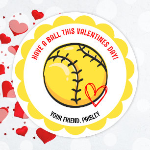 Stickers Jour de Valentines de Softball mignons