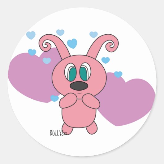 Stickers Jour de Valetine Coeurs Roses Rolly (Devant)