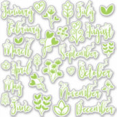 Stickers Journal feuille 12 mois en vert pelouse (Devant)