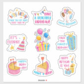Stickers Joyeux anniversaire (Feuille)